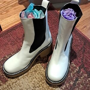 Marc Fisher White and Black Heeled Boots